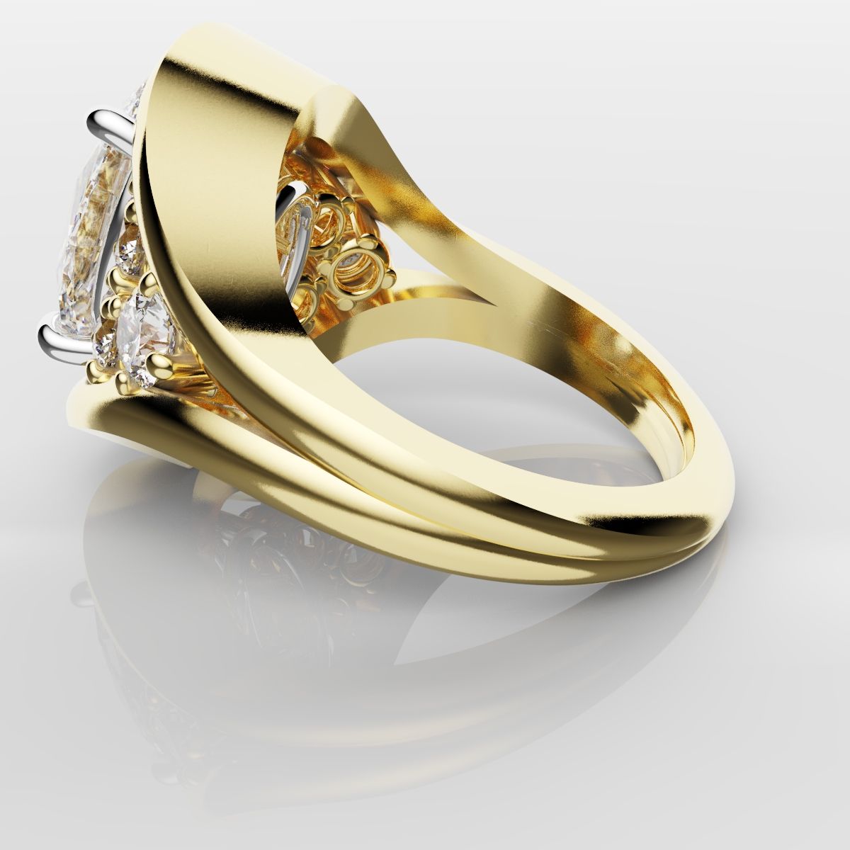 Custom Oval Diamond Hierloom Engagement Ring