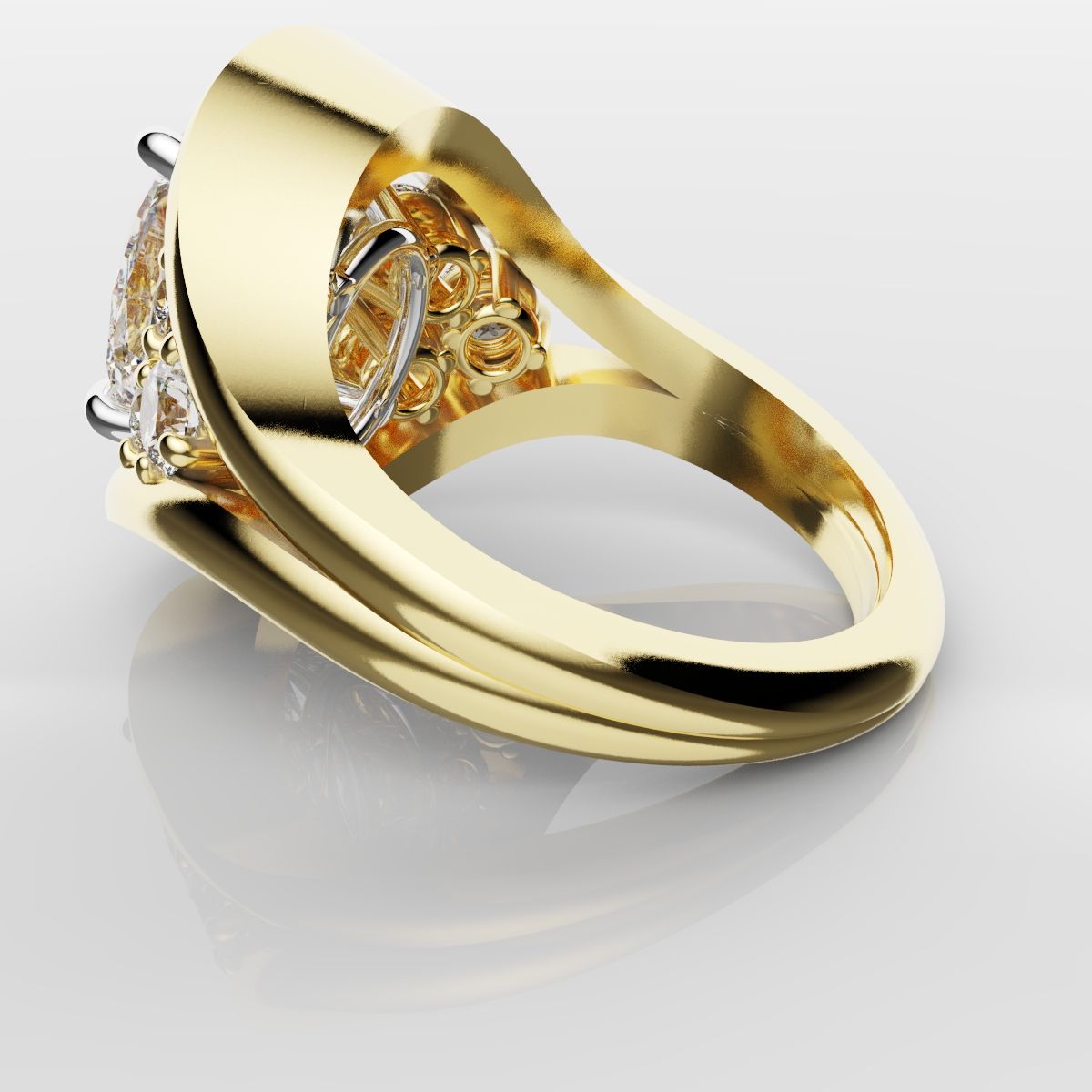 Custom Oval Diamond Hierloom Engagement Ring