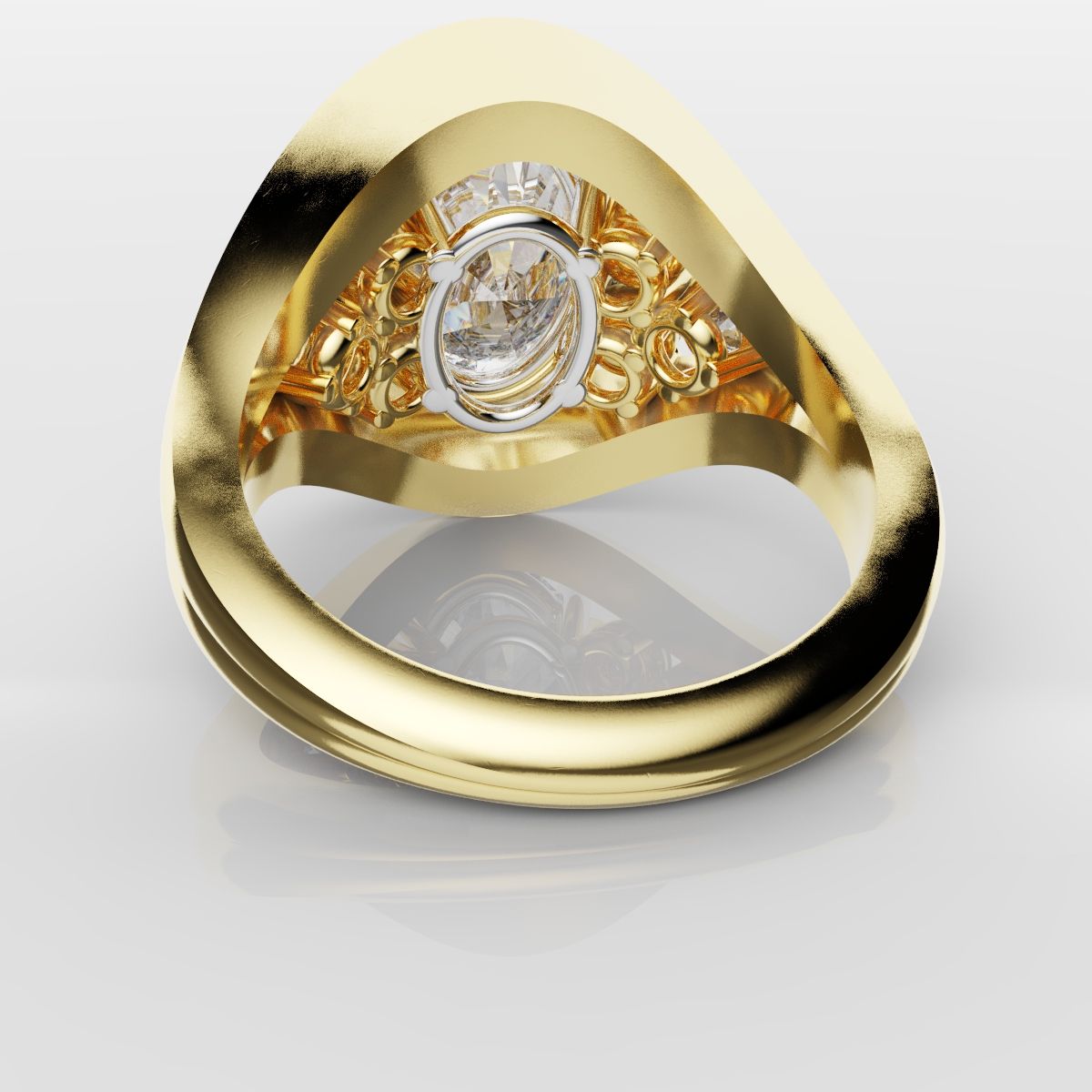 Custom Oval Diamond Hierloom Engagement Ring