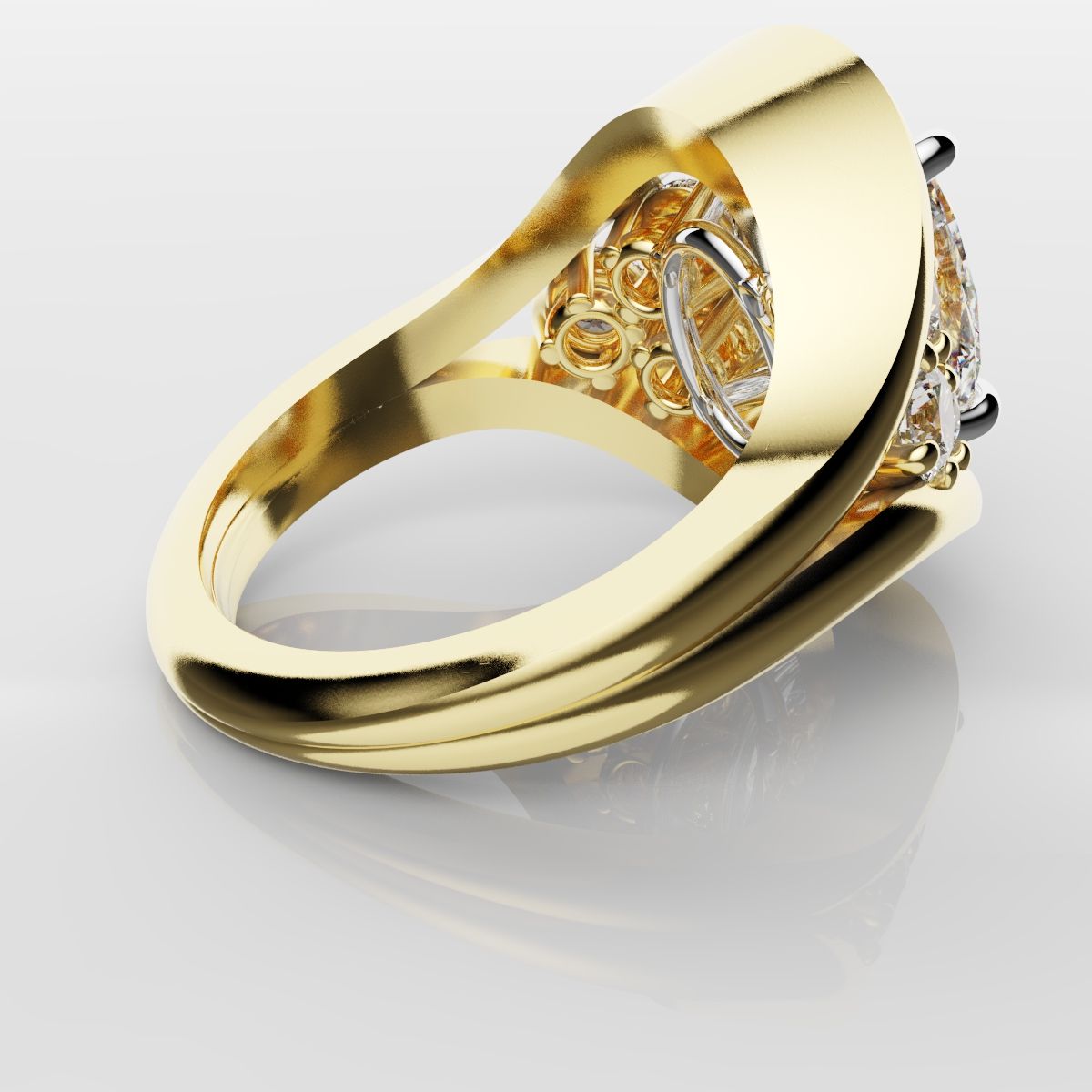 Custom Oval Diamond Hierloom Engagement Ring