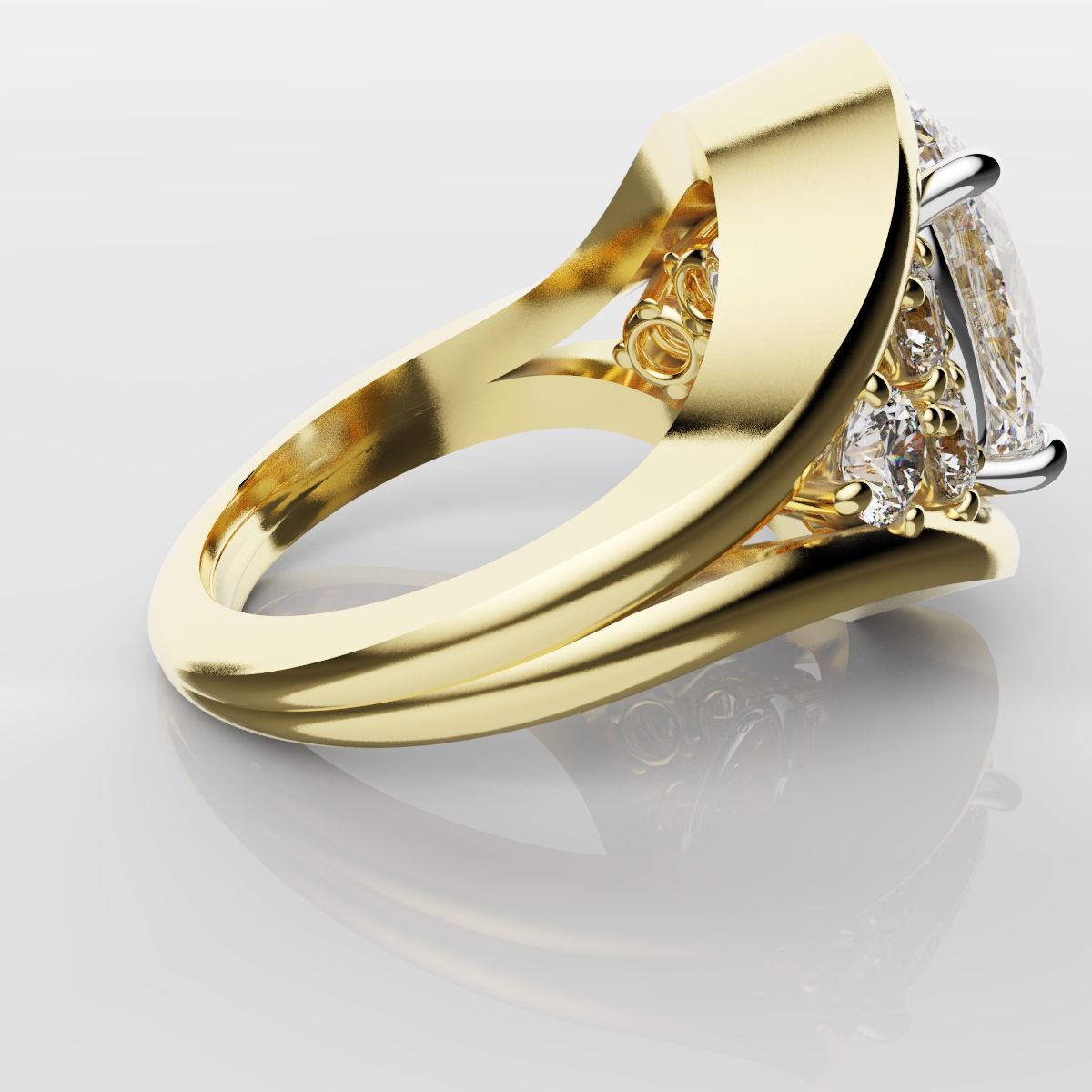 Custom Oval Diamond Hierloom Engagement Ring
