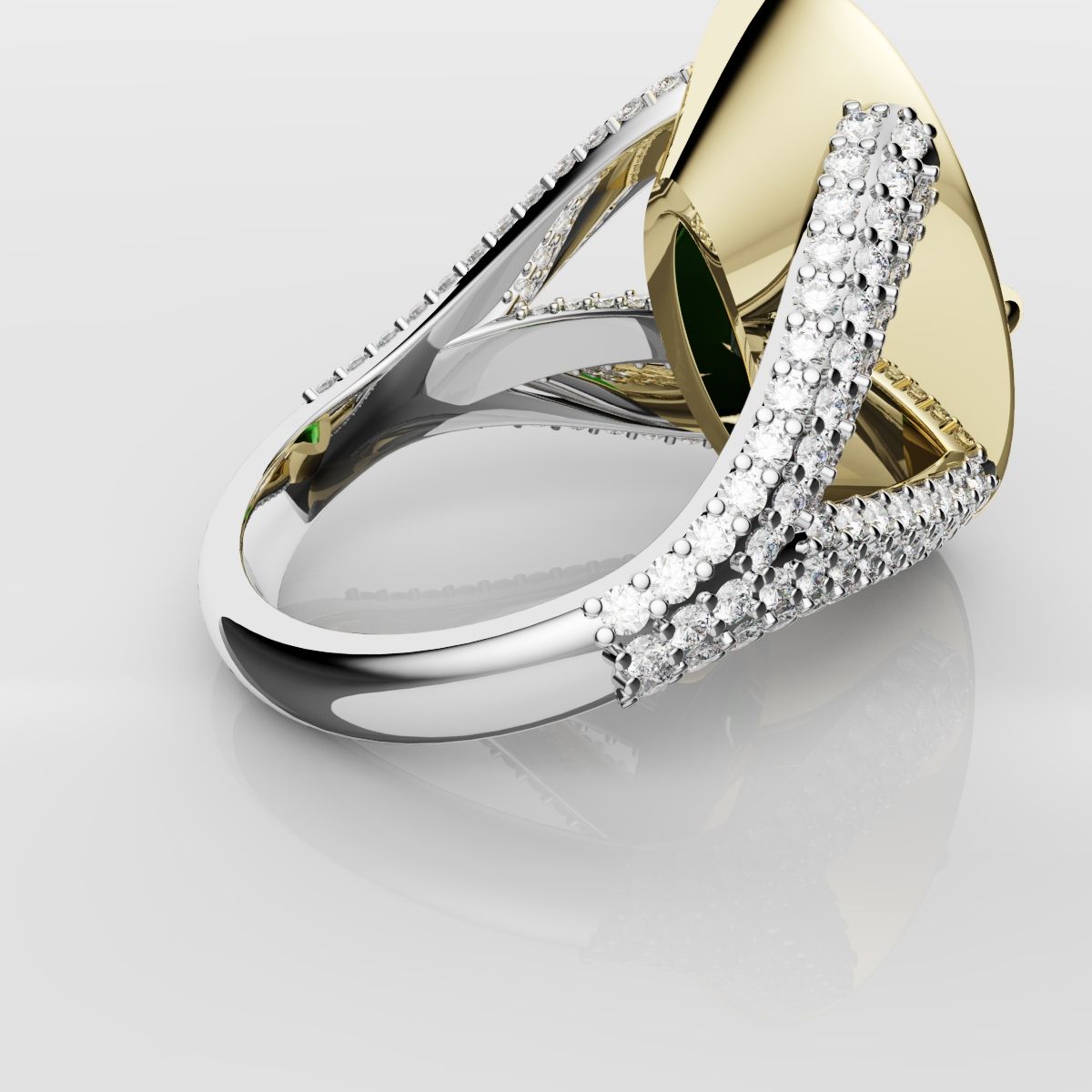 Green Oval Emerald Engagement Ring
