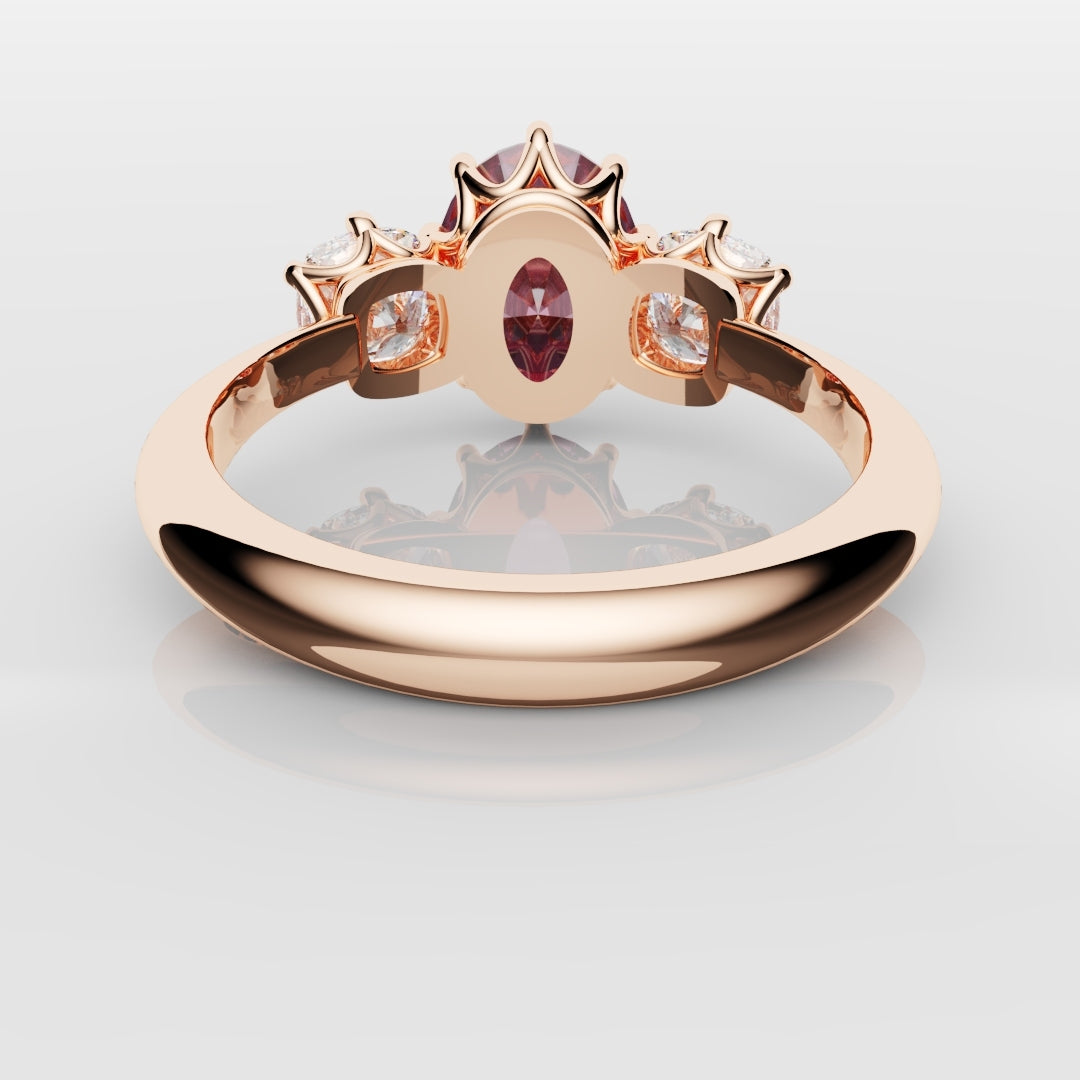 Oval Pink Sapphire With Cushion Cut Shoulder Diamonds