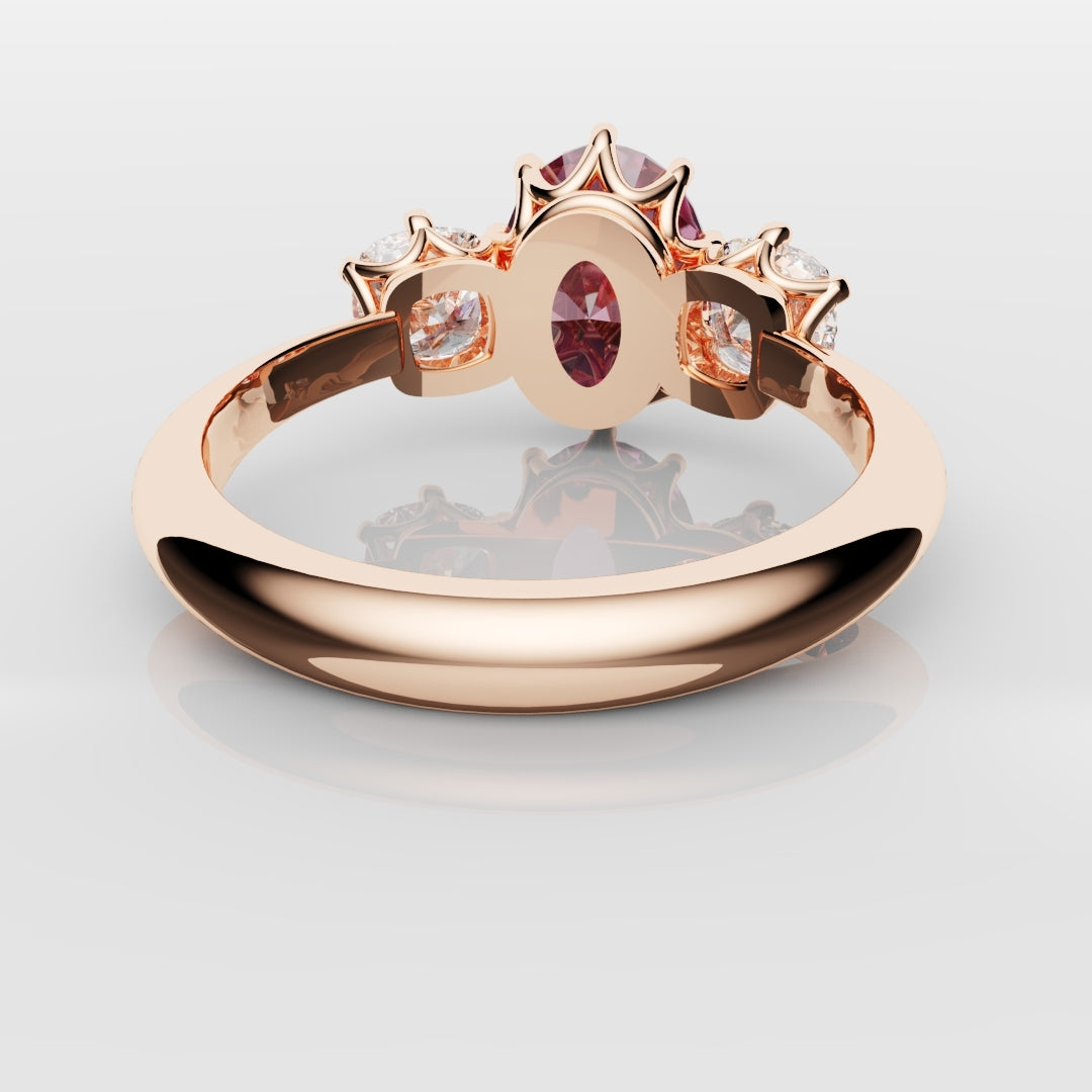 Oval Pink Sapphire With Cushion Cut Shoulder Diamonds