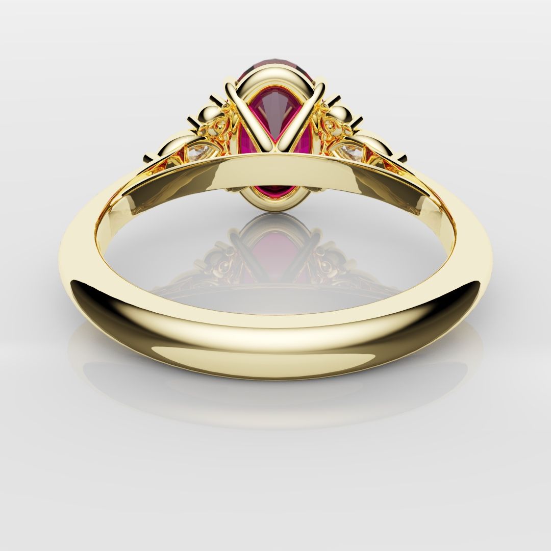 Oval Ruby Engagement Ring with Marquise Diamonds