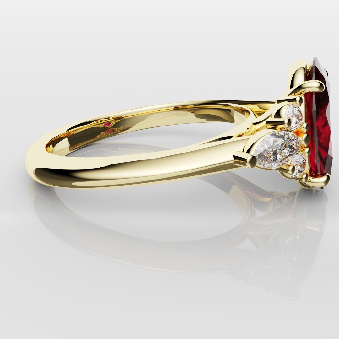 Oval Ruby Engagement Ring with Marquise Diamonds
