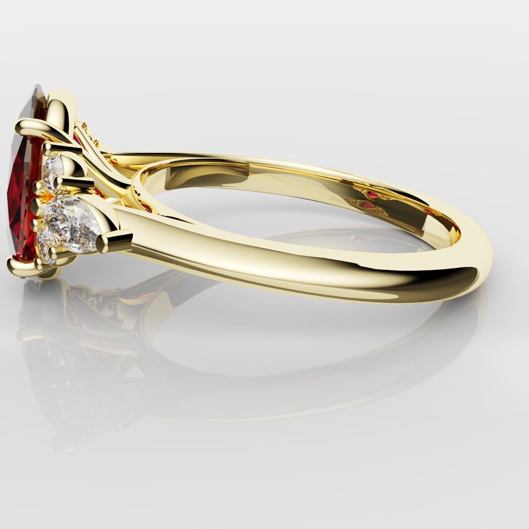 Oval Ruby Engagement Ring with Marquise Diamonds
