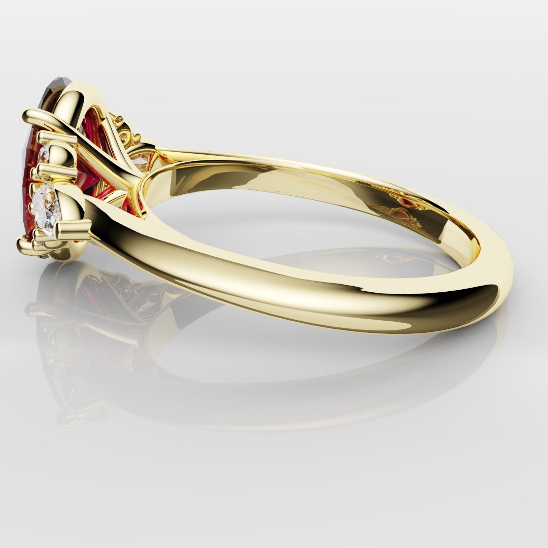 Oval Ruby Engagement Ring with Marquise Diamonds