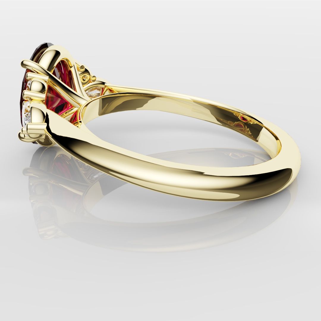 Oval Ruby Engagement Ring with Marquise Diamonds