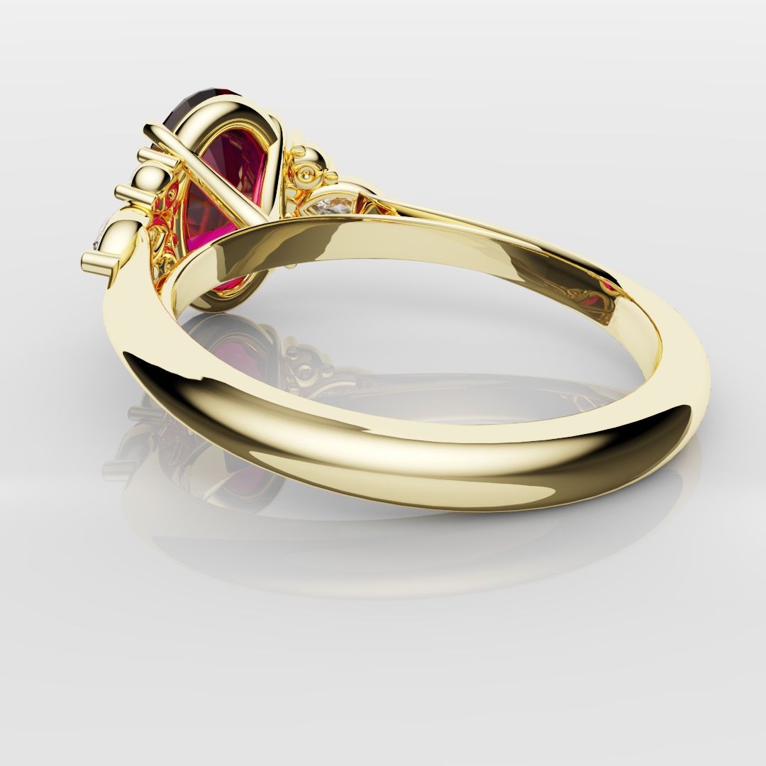 Oval Ruby Engagement Ring with Marquise Diamonds