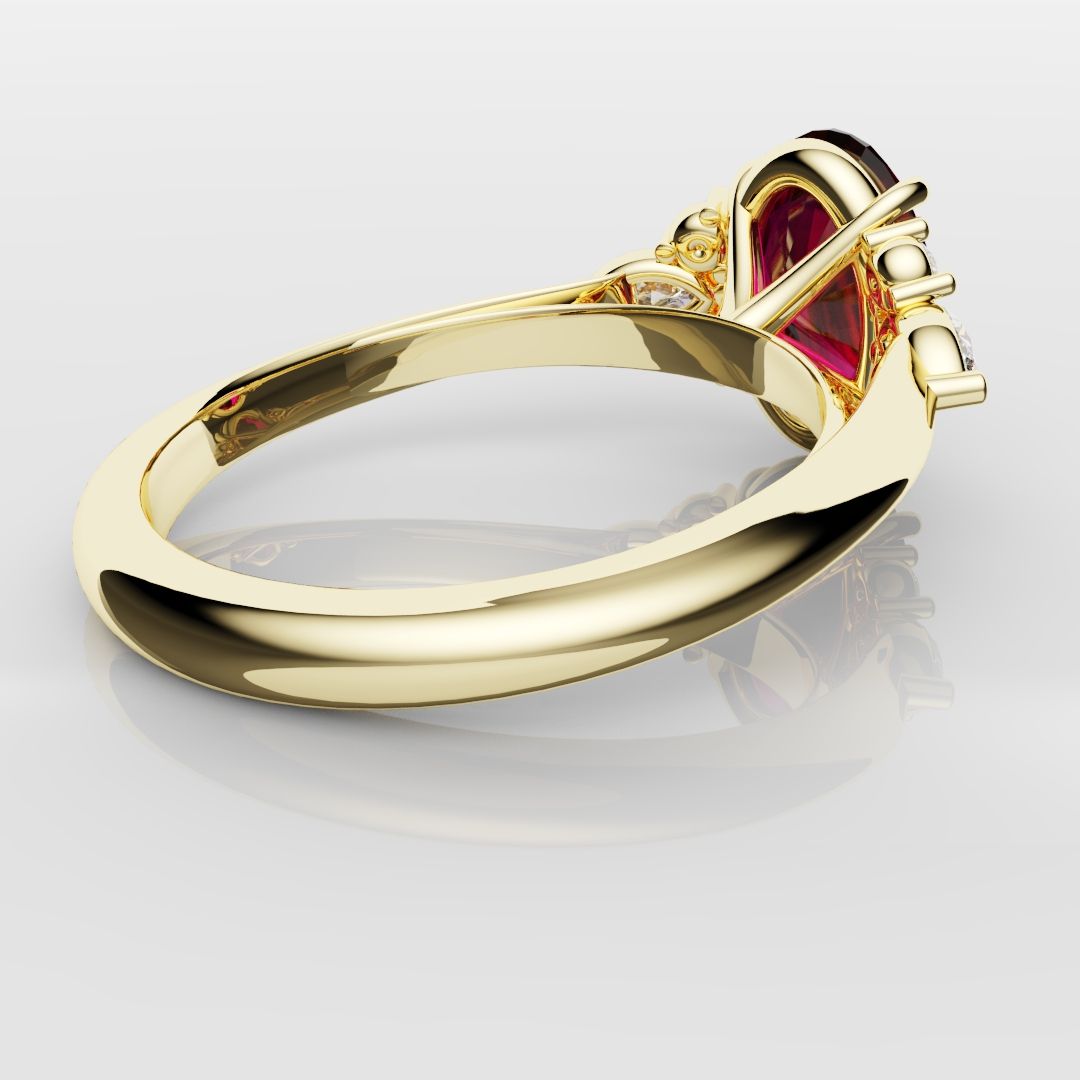 Oval Ruby Engagement Ring with Marquise Diamonds