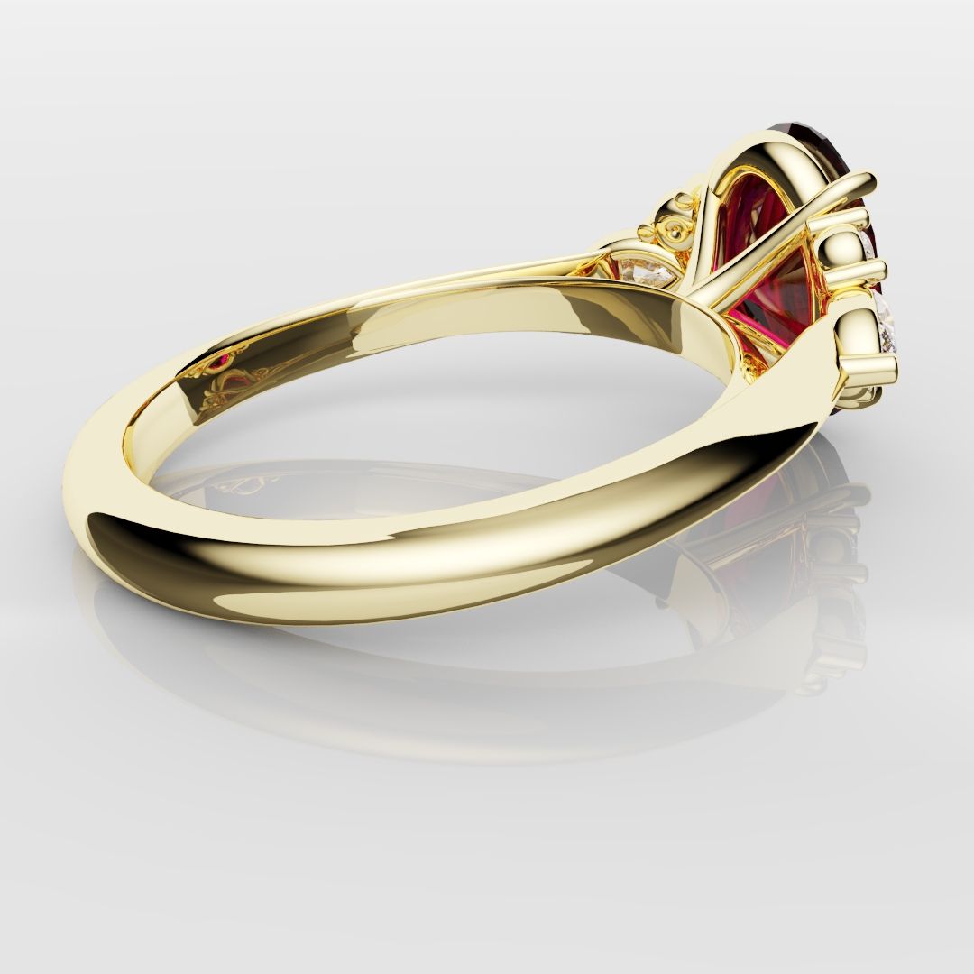 Oval Ruby Engagement Ring with Marquise Diamonds