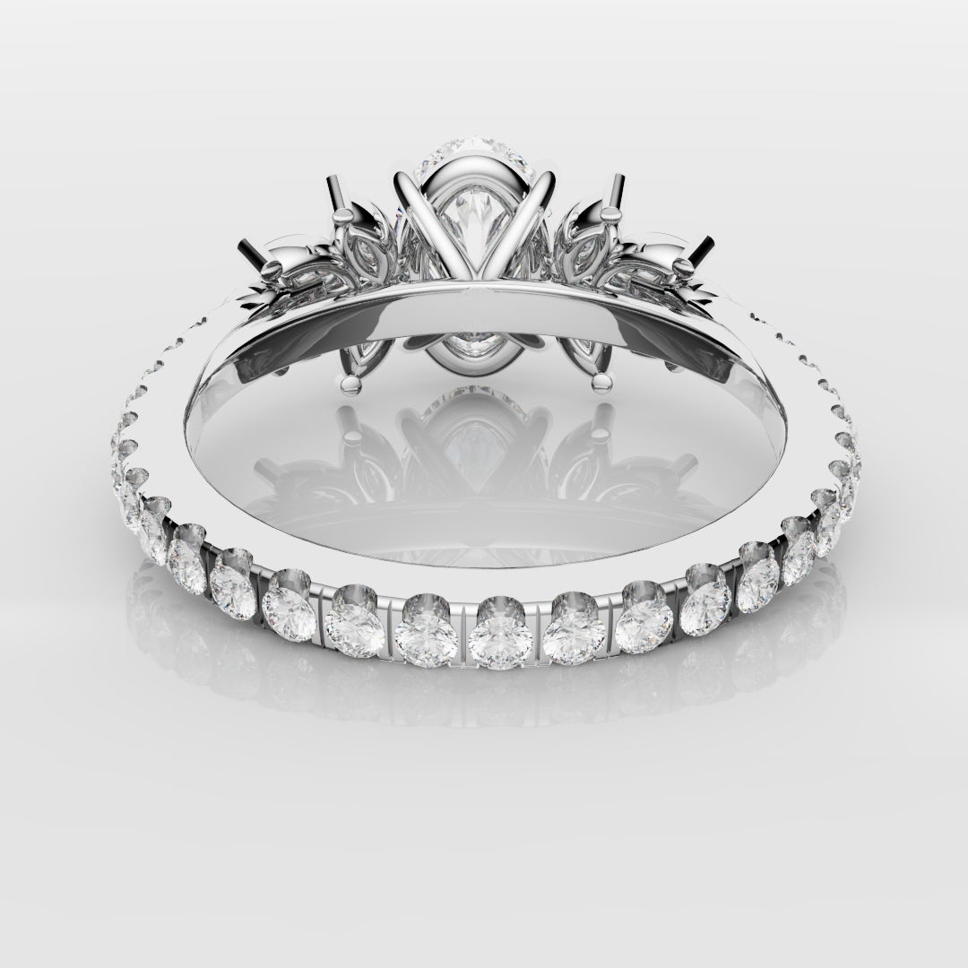 Oval Diamond Engagement Ring With Marquise Detailing
