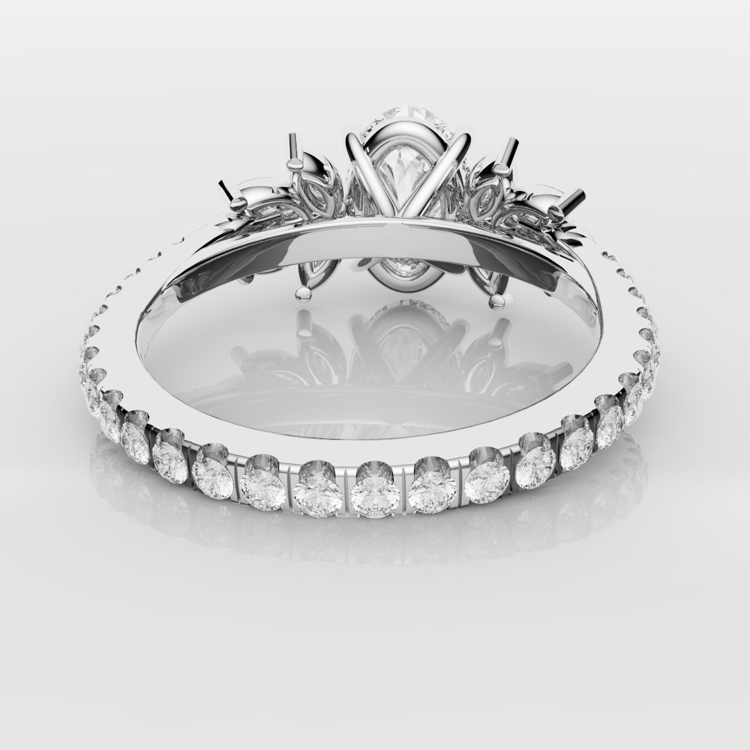 Oval Diamond Engagement Ring With Marquise Detailing