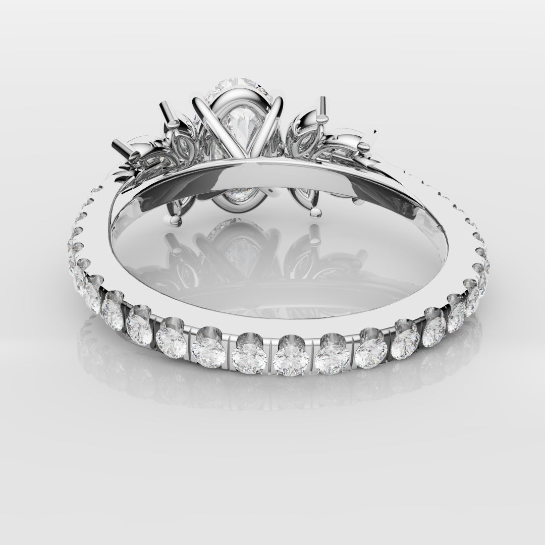 Oval Diamond Engagement Ring With Marquise Detailing