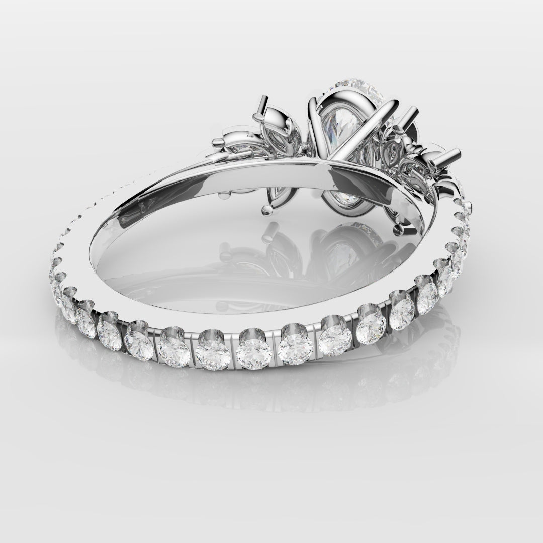 Oval Diamond Engagement Ring With Marquise Detailing