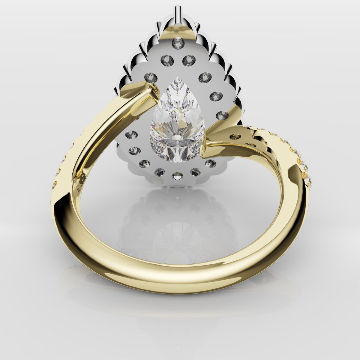 Pear Diamond Halo Engagement Ring