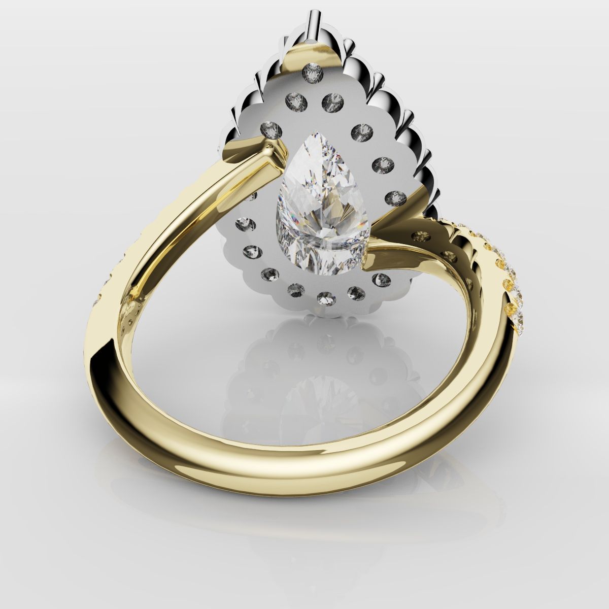 Pear Diamond Halo Engagement Ring