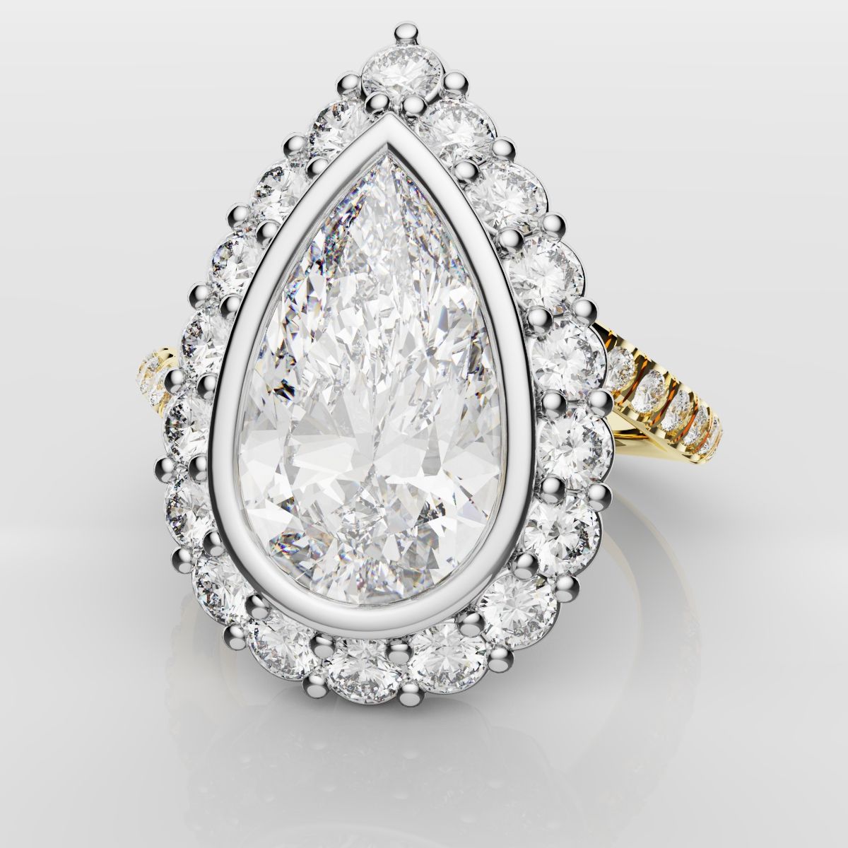Pear Diamond Halo Engagement Ring