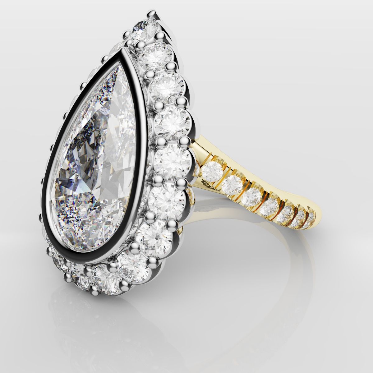 Pear Diamond Halo Engagement Ring