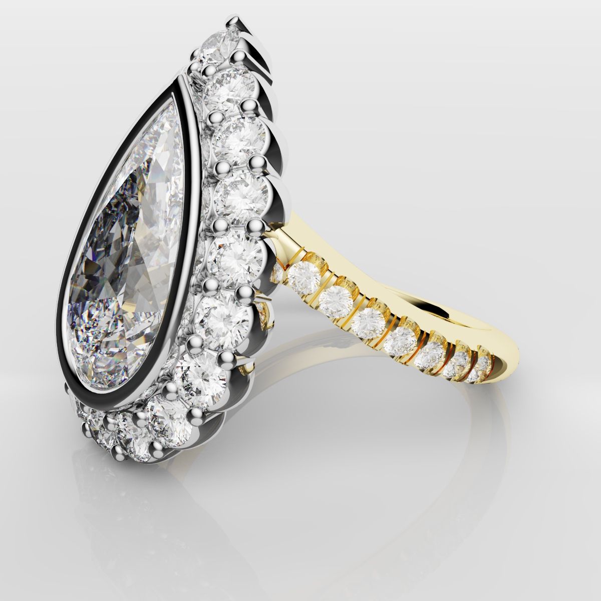 Pear Diamond Halo Engagement Ring