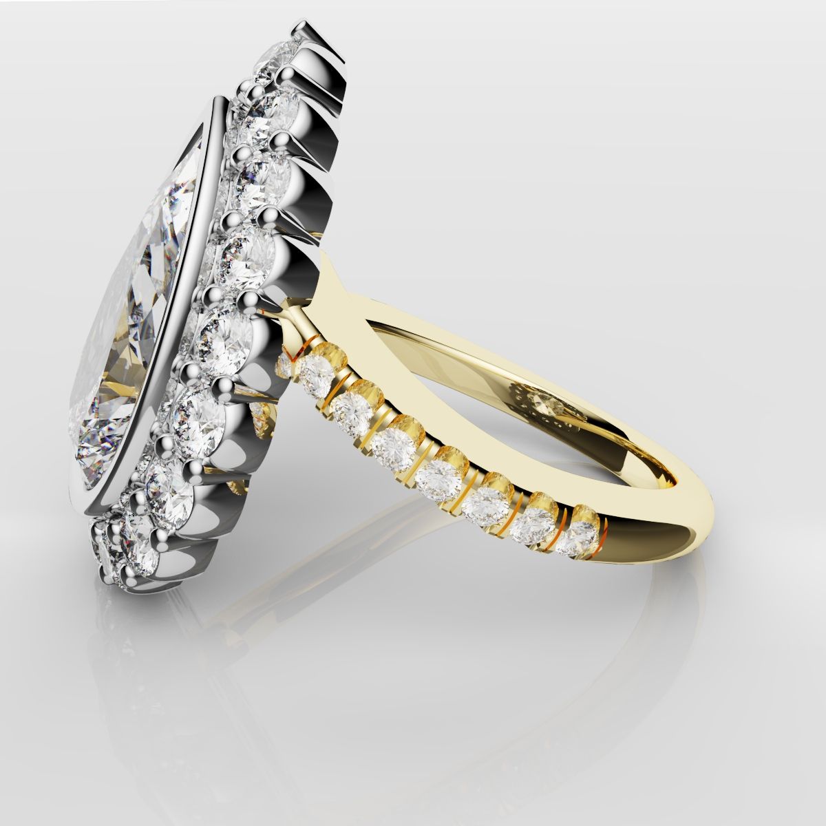 Pear Diamond Halo Engagement Ring