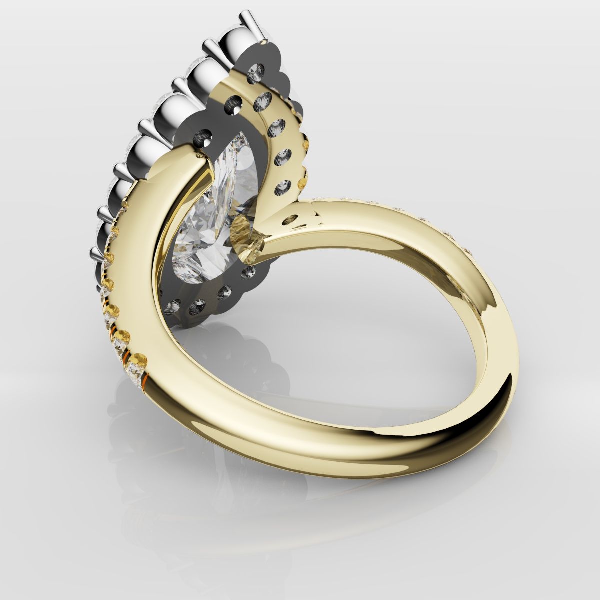 Pear Diamond Halo Engagement Ring