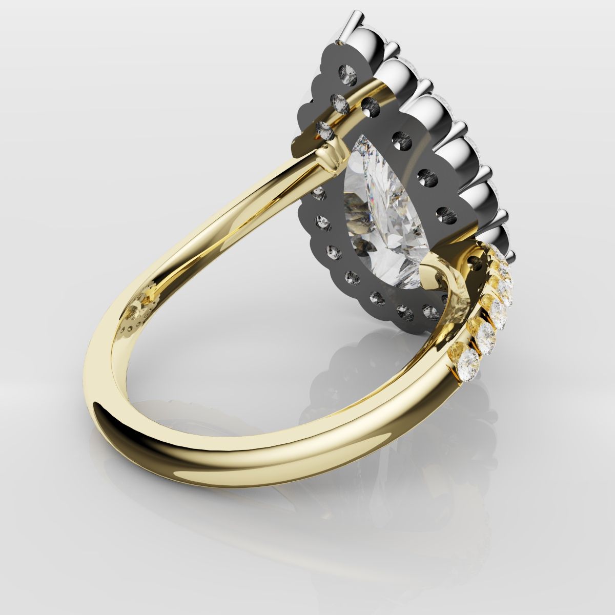 Pear Diamond Halo Engagement Ring