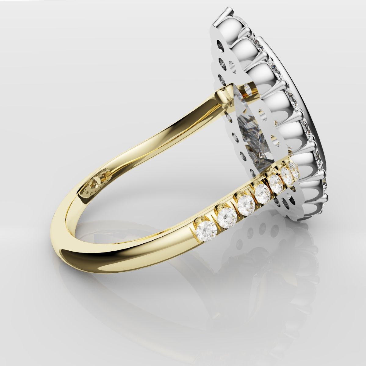 Pear Diamond Halo Engagement Ring