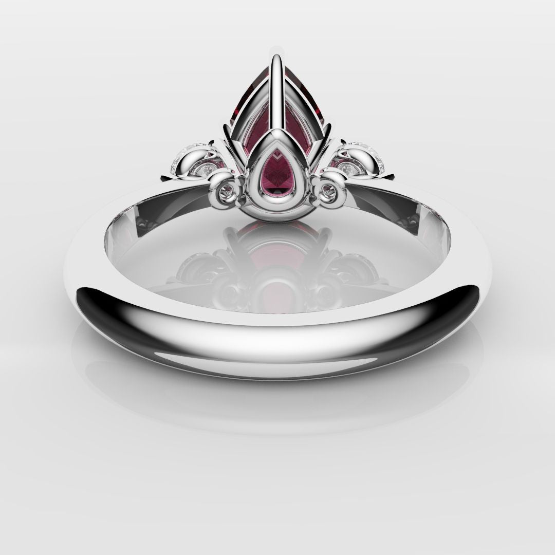three stone ruby and diamond engagement ring