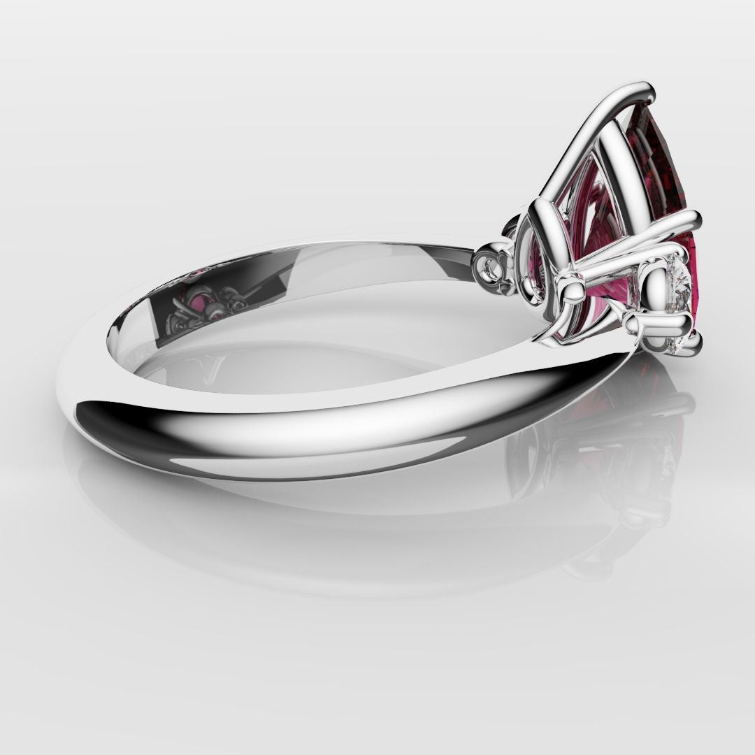 Pear Ruby Trilogy Engagement Ring