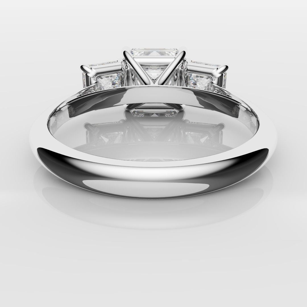 Square Radiant Cut Diamond Trilogy Engagement Ring