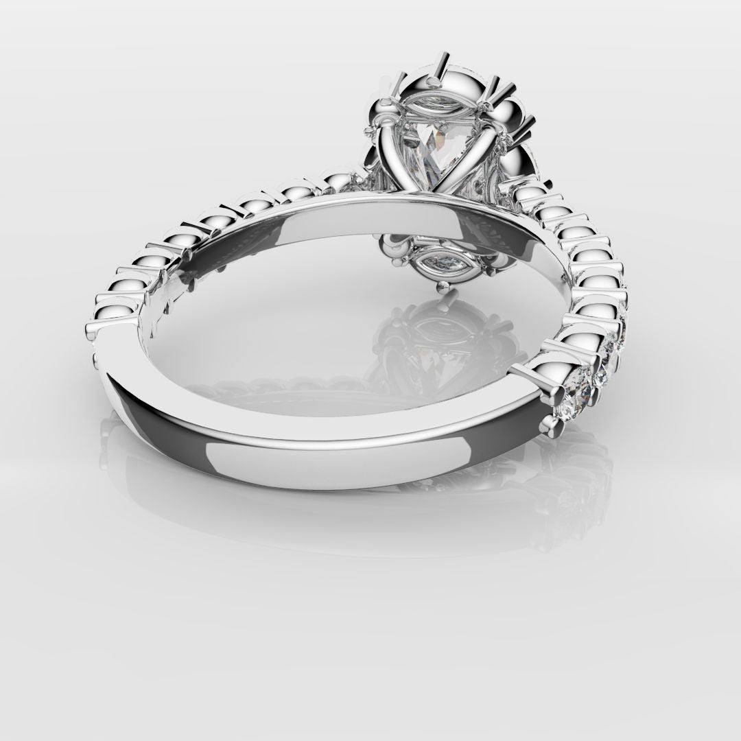 Unique Radiant Cut Diamond Engagement Ring with Marquise Halo