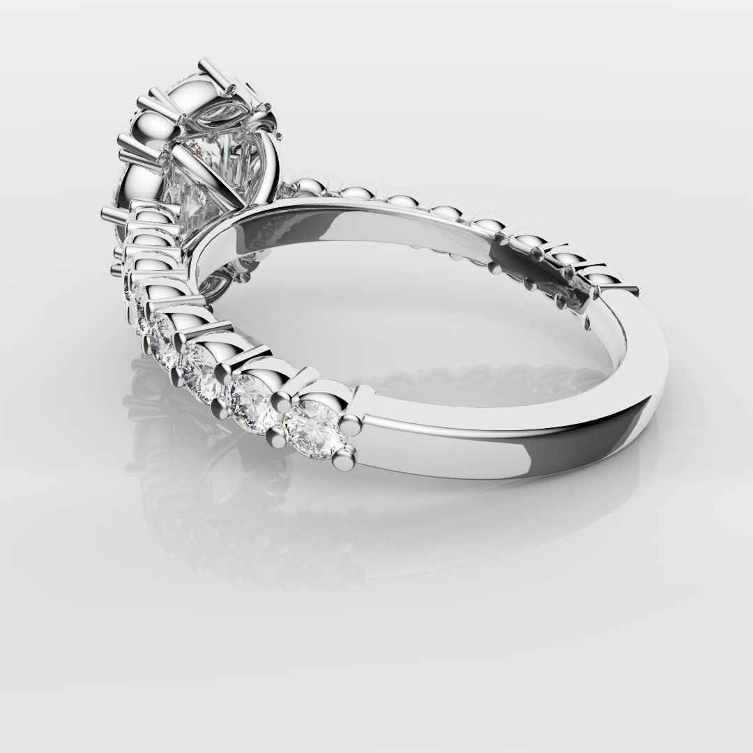 Unique Radiant Cut Diamond Engagement Ring with Marquise Halo