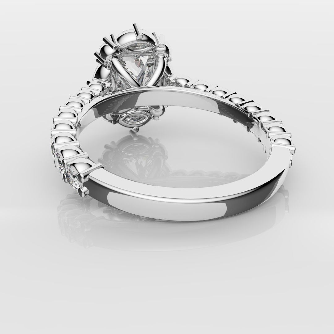 Unique Radiant Cut Diamond Engagement Ring with Marquise Halo