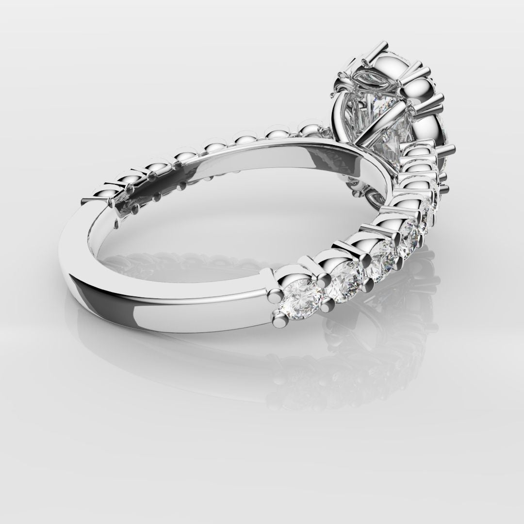 Unique Radiant Cut Diamond Engagement Ring with Marquise Halo