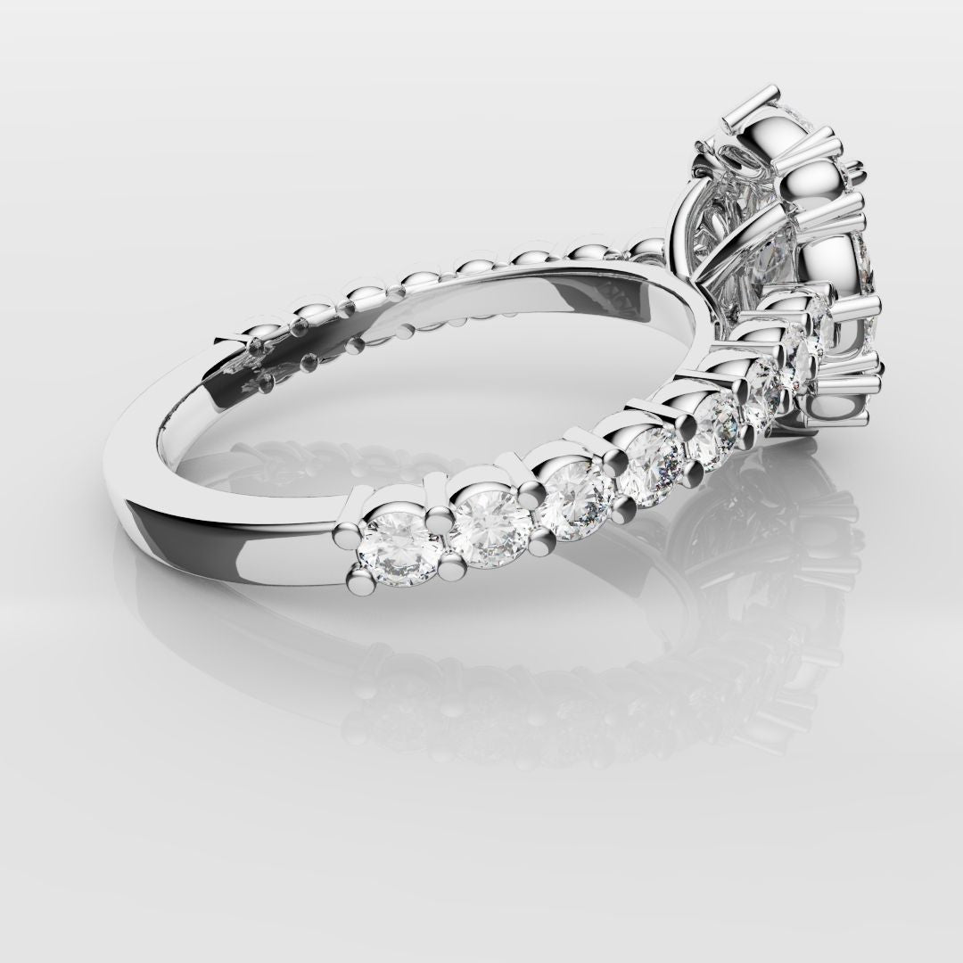 Unique Radiant Cut Diamond Engagement Ring with Marquise Halo