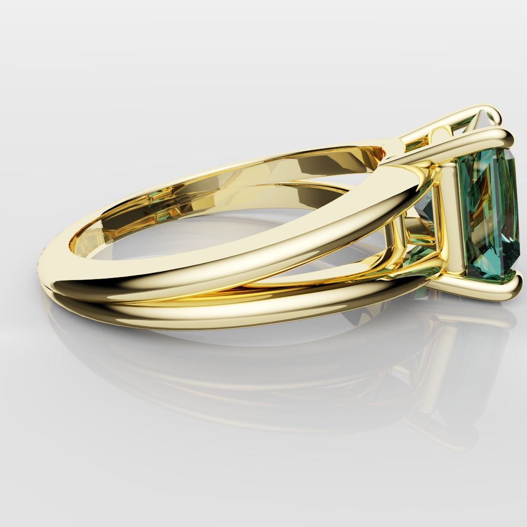 Radiant Cut Teal Sapphire Engagement Ring