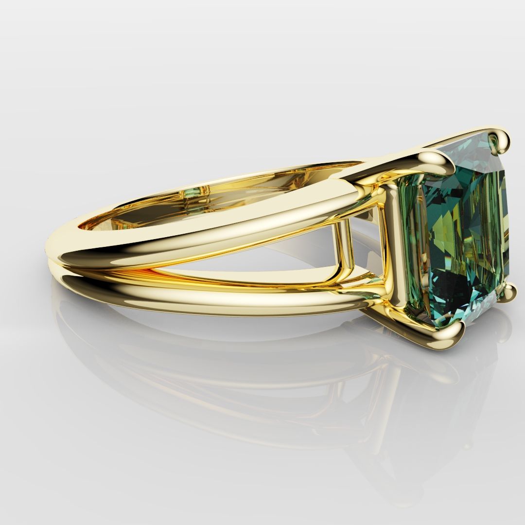 Radiant Cut Teal Sapphire Engagement Ring