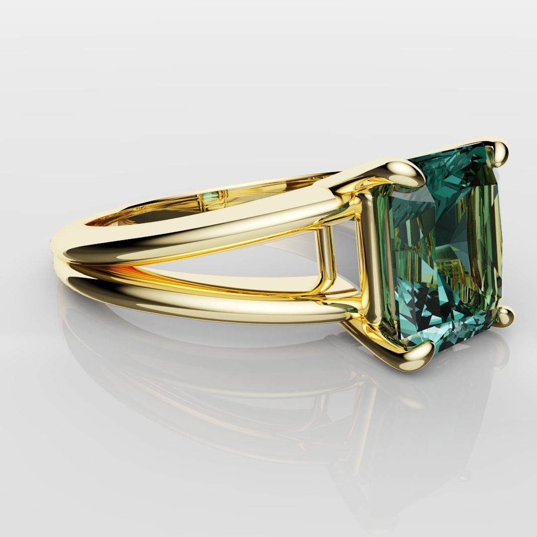 Radiant Cut Teal Sapphire Engagement Ring