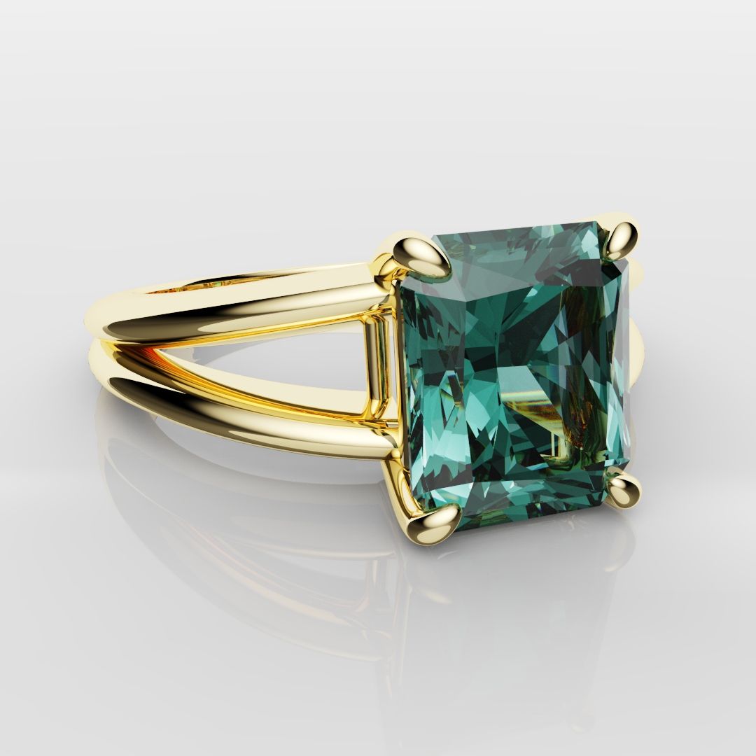 Radiant Cut Teal Sapphire Engagement Ring