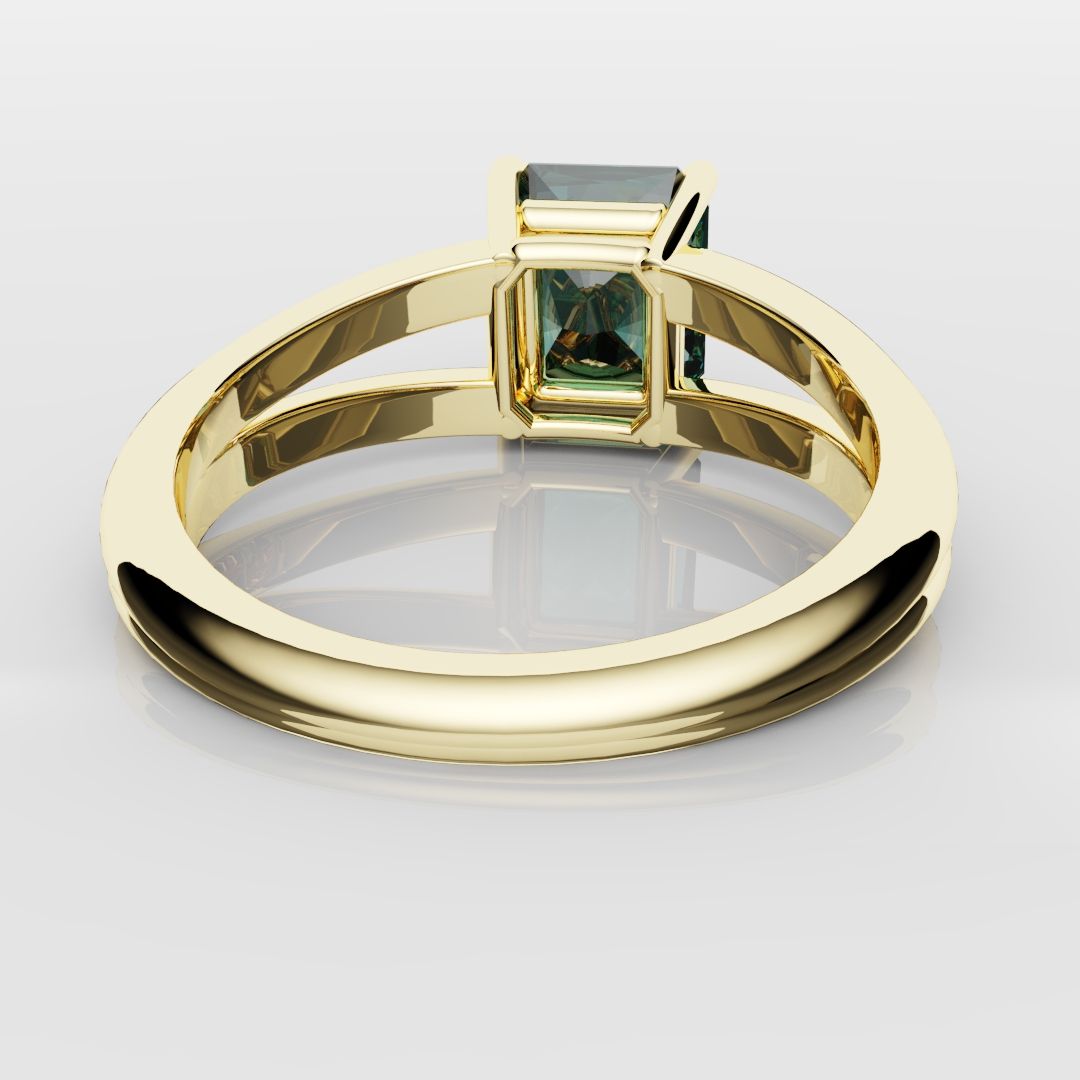 Radiant Cut Teal Sapphire Engagement Ring