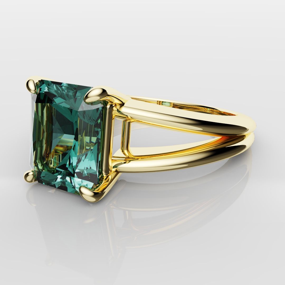 Radiant Cut Teal Sapphire Engagement Ring