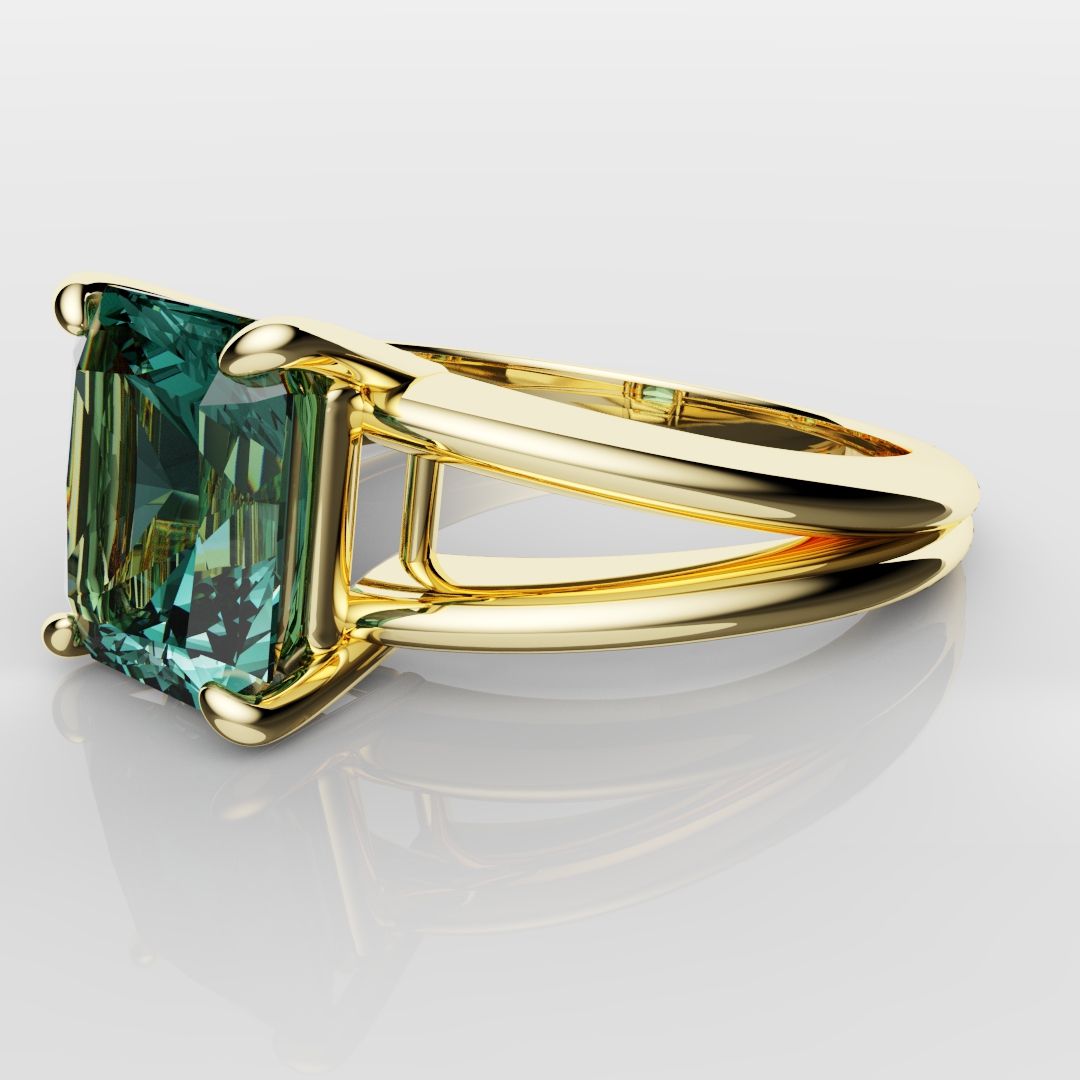 Radiant Cut Teal Sapphire Engagement Ring