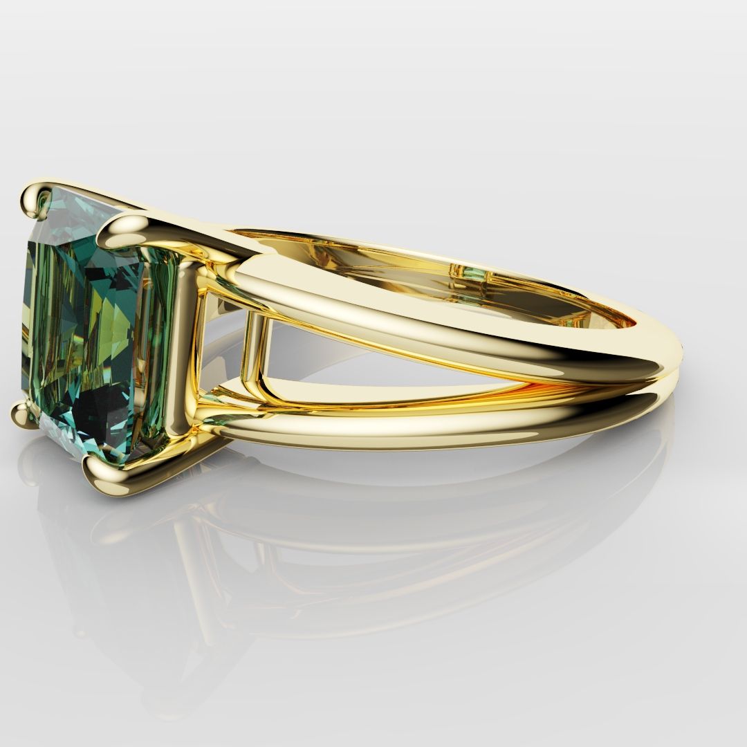 Radiant Cut Teal Sapphire Engagement Ring
