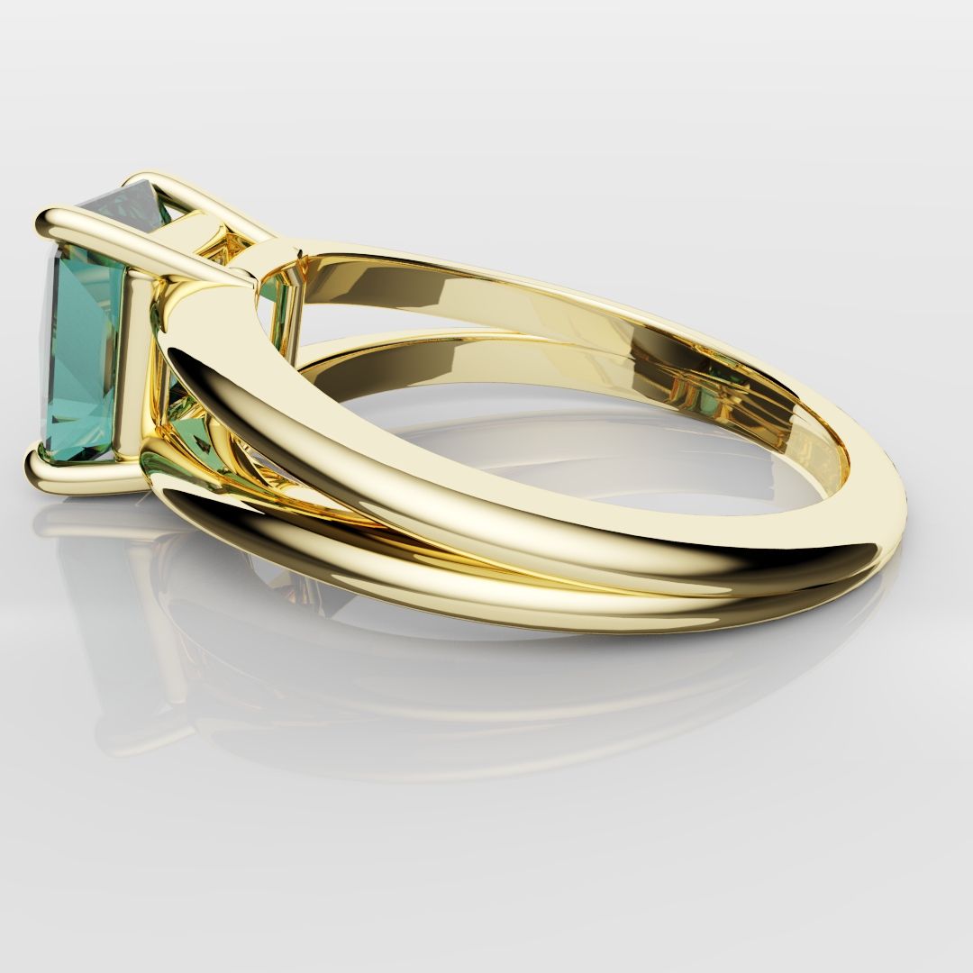 Radiant Cut Teal Sapphire Engagement Ring