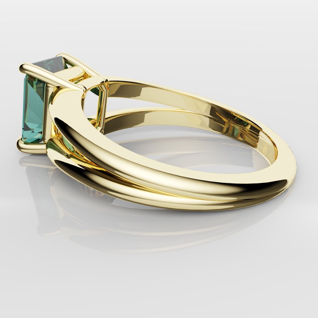 Radiant Cut Teal Sapphire Engagement Ring