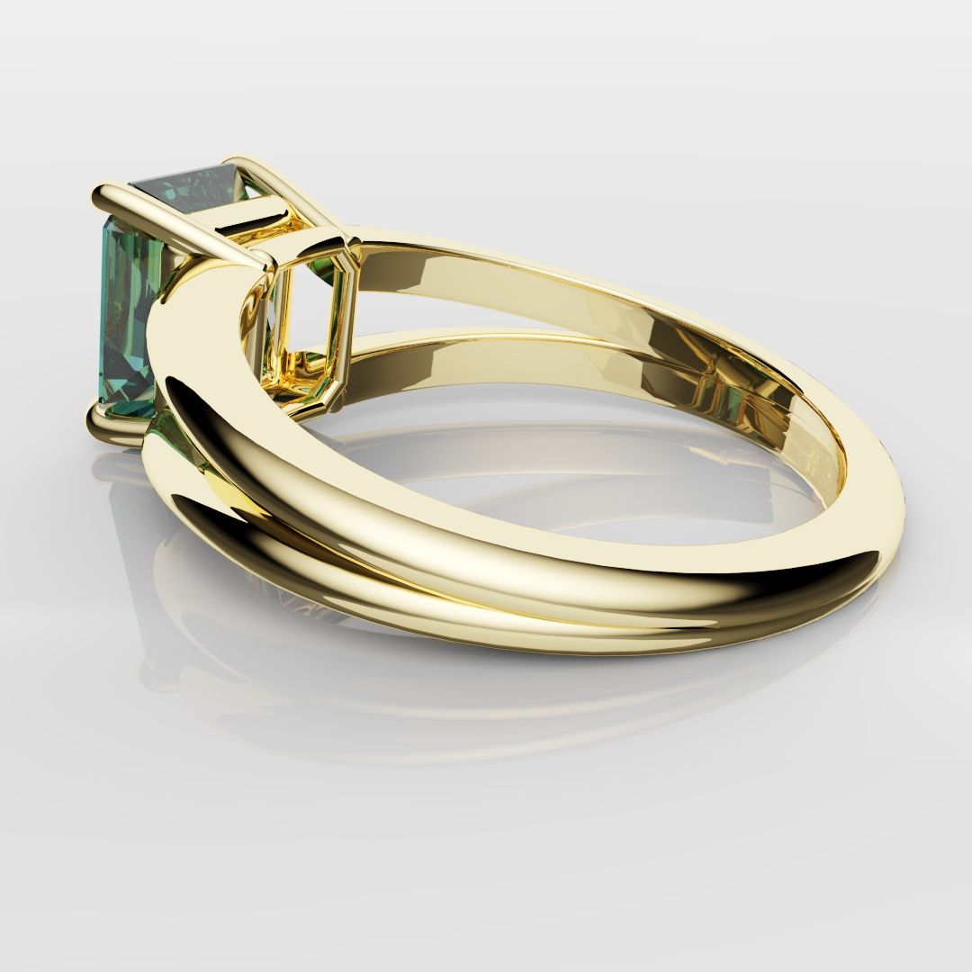 Radiant Cut Teal Sapphire Engagement Ring