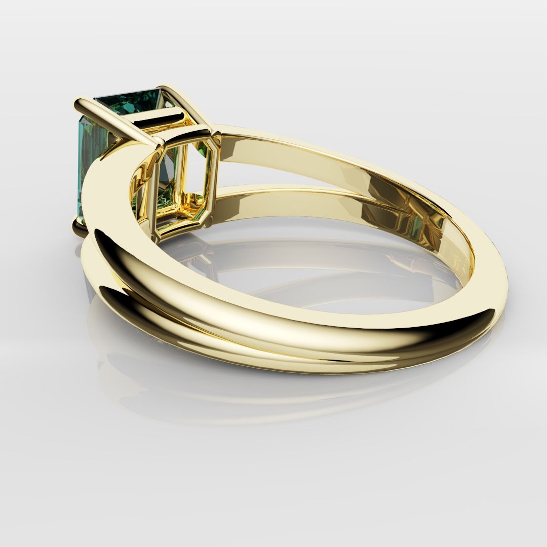 Radiant Cut Teal Sapphire Engagement Ring