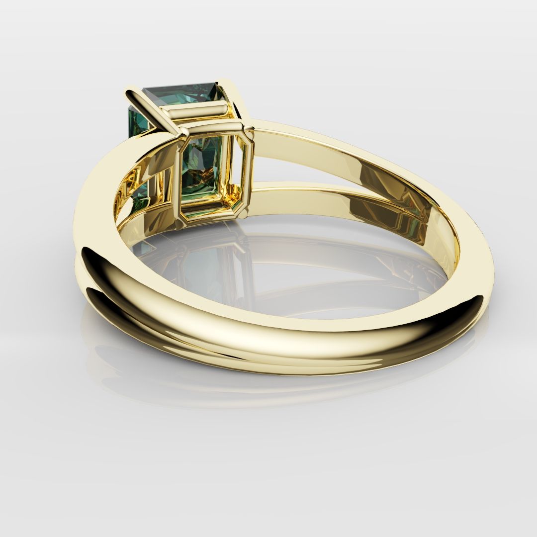 Radiant Cut Teal Sapphire Engagement Ring